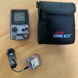 Vintage Nintendo Gameboy Color Atomic Purple Bundle Tested Game Charger Case